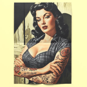 Retro Tattooed Pin-up Tissue Paper