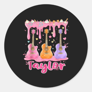 Retro Taylor Ice Cream Dripng Groovy 80's Women Me Classic Round Sticker