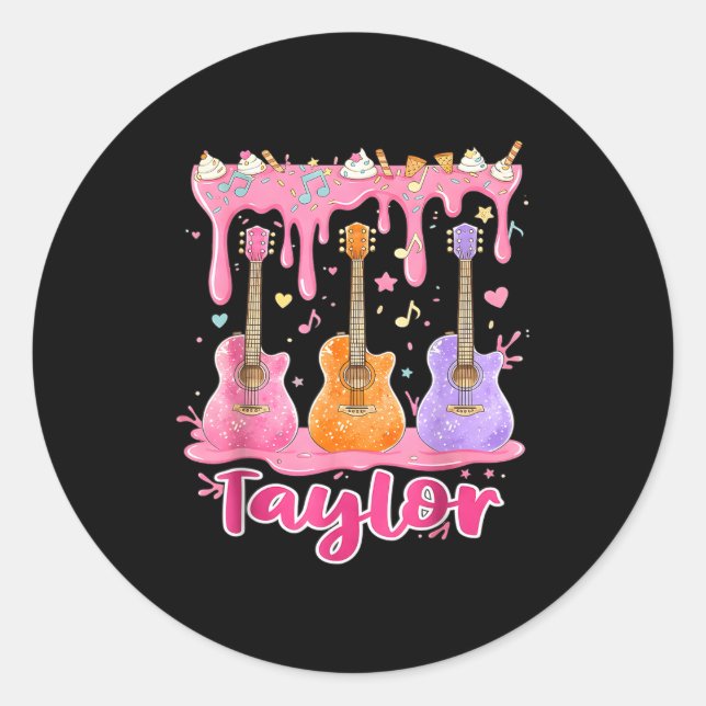 Retro Taylor Ice Cream Dripng Groovy 80's Women Me Classic Round Sticker (Front)
