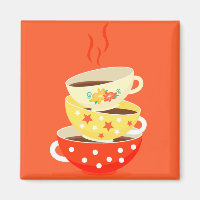 Retro tea vintage tea cups whimsical art