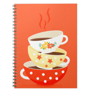 Retro tea vintage tea cups whimsical art notebook