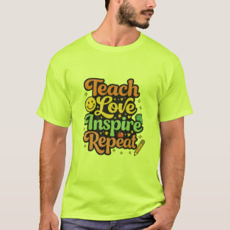 Retro Teach Love Inspire Teacher T-Shirt