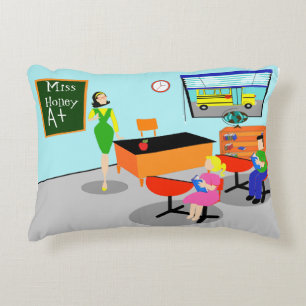 Retro Teacher Accent Pillow