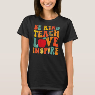 Retro Teacher Back Print Teach Love Inspire T-Shirt