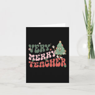 Retro Teacher Christmas Very Merry Teacher Card