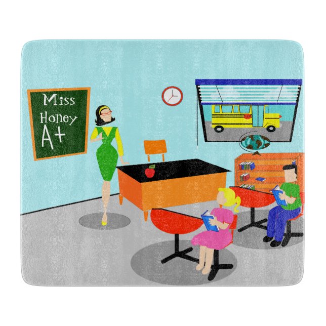 Retro Teacher Cutting Board (Front)