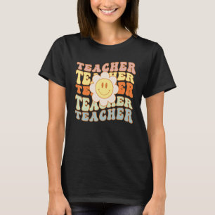 Retro Teacher Daisy Colorful Elementary School Cut T-Shirt