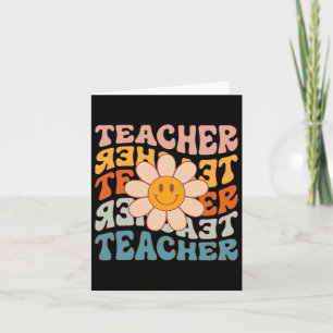 Retro Teacher Daisy Colourful - Elementary School Card