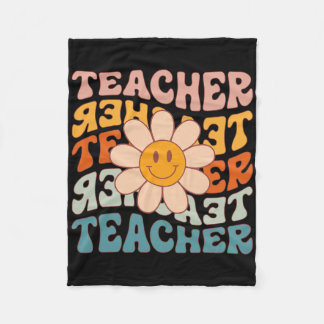 Retro Teacher Daisy Colourful - Elementary School Fleece Blanket
