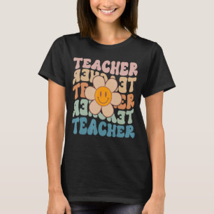 Retro Teacher Daisy Colourful Elementary School T T-Shirt