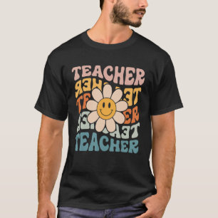 Retro Teacher Daisy Colourful Elementary School T T-Shirt