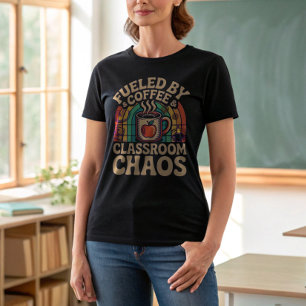Retro Teacher Fuelled by Coffee - Back to School T-Shirt