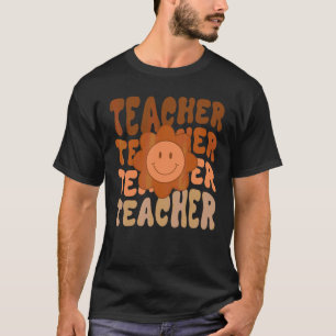 Retro Teacher Groovy Colourful Elementary School T T-Shirt