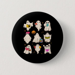Retro Teacher Halloween Ghost Read More Books Teac 6 Cm Round Badge