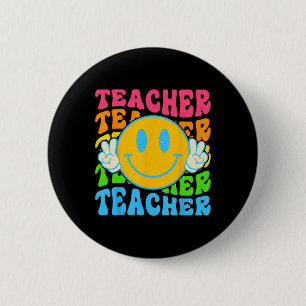 Retro Teacher Happy Smile Face - Elementary School 6 Cm Round Badge