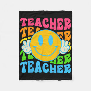Retro Teacher Happy Smile Face - Elementary School Fleece Blanket