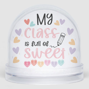 Retro Teacher in Heart Cute Quote Appreciation Snowglobe
