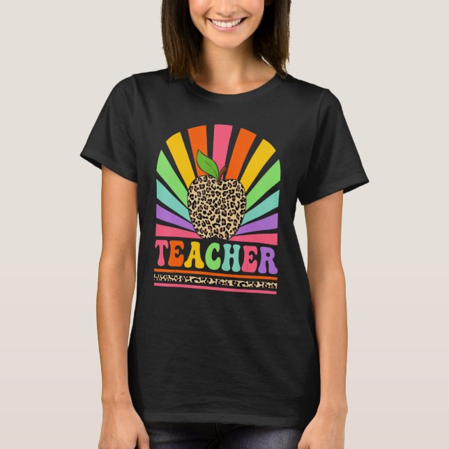 Retro Teacher Inspirational Colorful Back To Schoo T-Shirt (Front)