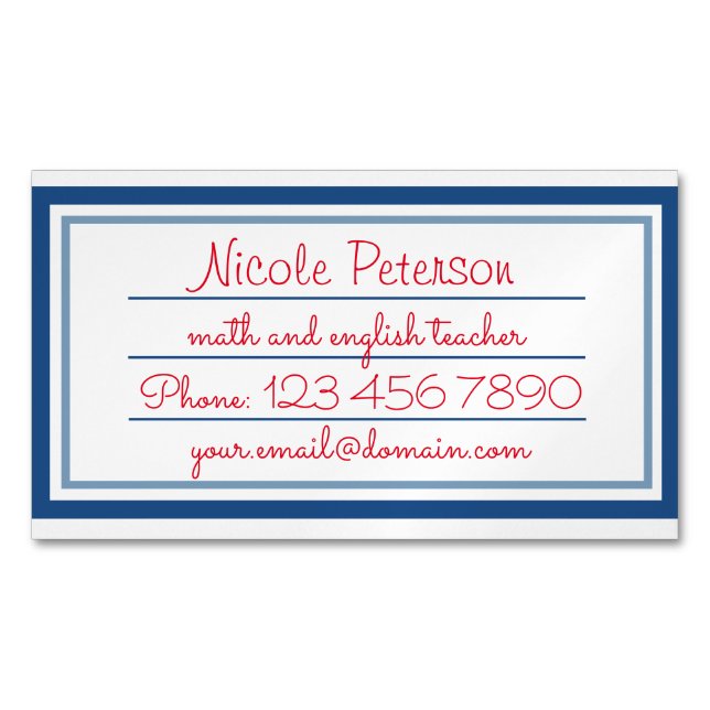 Retro Teacher Magnetic Card (Front)