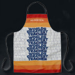 Retro teacher modern blue red stylish tote bag apron<br><div class="desc">Retro teacher modern blue,  red,  orange and yellow stylish 80's vintage design man male teacher fun gift.</div>