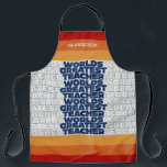 Retro teacher modern blue red stylish tote bag apron<br><div class="desc">Retro teacher modern blue,  red,  orange and yellow stylish 80's vintage design man male teacher fun gift.</div>