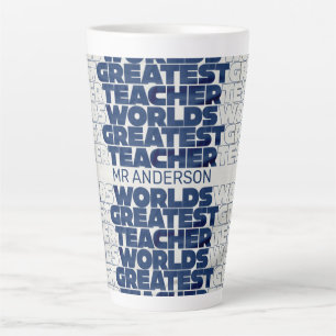 Retro teacher modern blue red stylish typography c latte mug