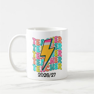 Retro Teacher Pencil Lightning Bolt Back To School Coffee Mug