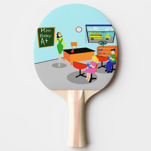Retro Teacher Ping Pong Paddle (Front)