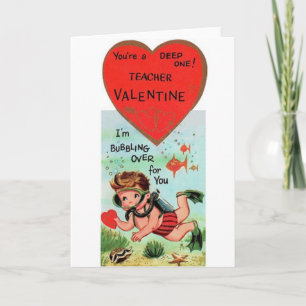 Retro Teacher Valentine Holiday Card