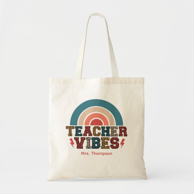 Retro Teacher Vibes Teacher Appreciation Week Gift Tote Bag (Front)