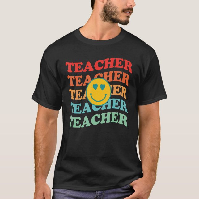 Retro Teachers Inspirational Cute Colorful Element T-Shirt (Front)
