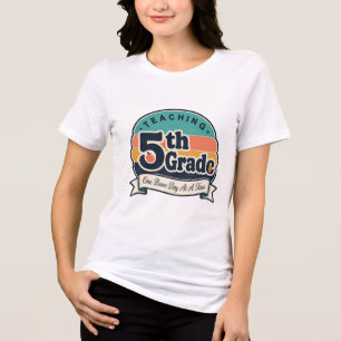 Retro Teaching 5th Grade One Brave Day At A Time Tri-Blend Shirt