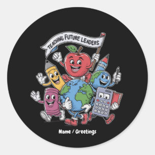 Retro Teaching Future Leaders Back to School  Classic Round Sticker