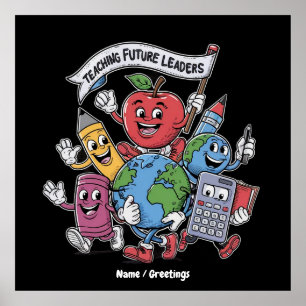 Retro Teaching Future Leaders Back to School  Poster