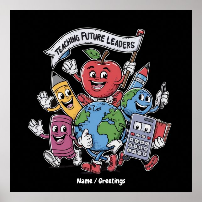 Retro Teaching Future Leaders Back to School  Poster (Front)
