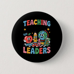 Retro Teaching Future Leaders Groovy Teacher Back  6 Cm Round Badge