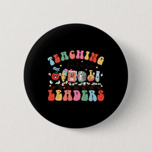 Retro Teaching Future Leaders Groovy Teacher Back 6 Cm Round Badge