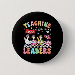 Retro Teaching Future Leaders Groovy Teacher Back  6 Cm Round Badge