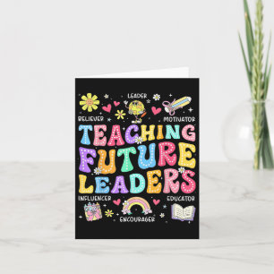 Retro Teaching Future Leaders Groovy Teacher Back Card