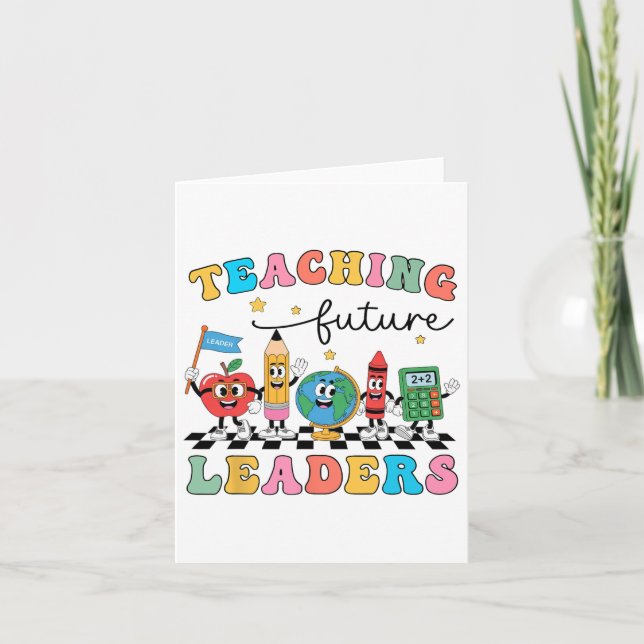 Retro Teaching Future Leaders Groovy Teacher Back  Card (Front)