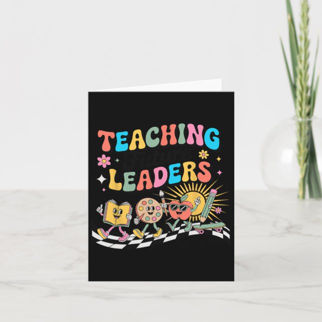 Retro Teaching Future Leaders Groovy Teacher Back  Card (Front)