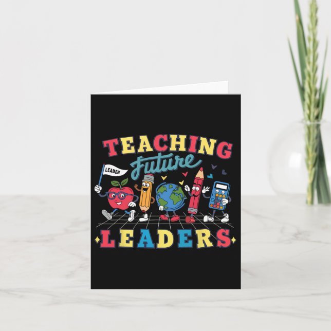 Retro Teaching Future Leaders Groovy Teacher Back  Card (Front)