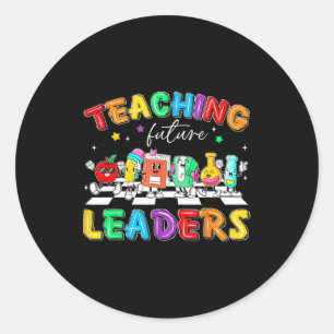 Retro Teaching Future Leaders Groovy Teacher Back  Classic Round Sticker