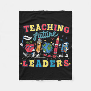 Retro Teaching Future Leaders Groovy Teacher Back Fleece Blanket