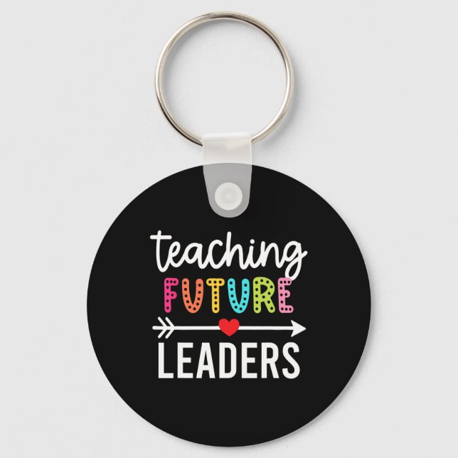 Retro Teaching Future Leaders Groovy Teacher Back  Key Ring (Front)