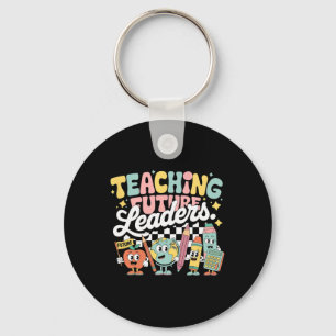 Retro Teaching Future Leaders Groovy Teacher Back Key Ring