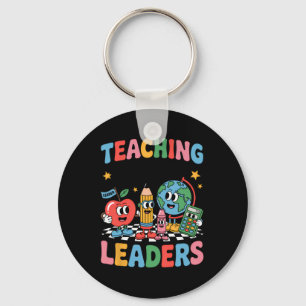 Retro Teaching Future Leaders Groovy Teacher Back Key Ring