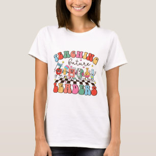 Retro Teaching Future Leaders Groovy Teacher Back T-Shirt