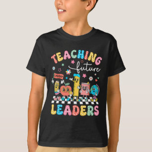 Retro Teaching Future Leaders Groovy Teacher Back T-Shirt