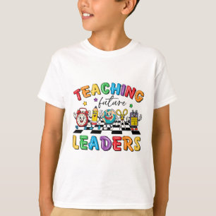 Retro Teaching Future Leaders Groovy Teacher Back T-Shirt